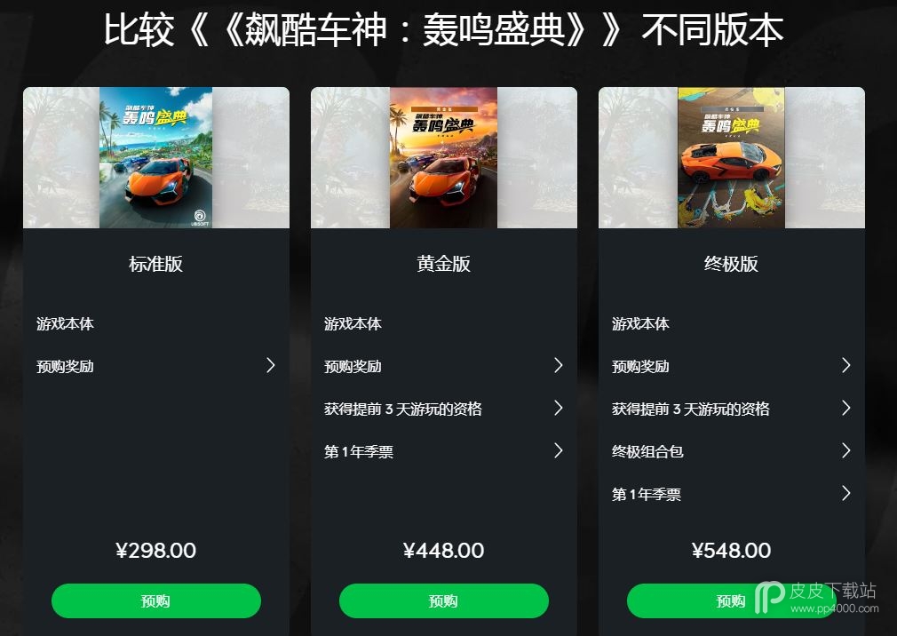 飙酷车神轰鸣盛典不同版本有什么区别